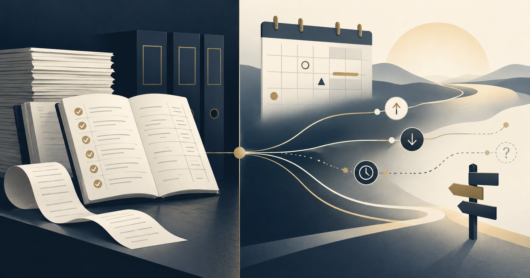 A cash visibility planning illustration showing weekly timing, assumptions, and decision points.