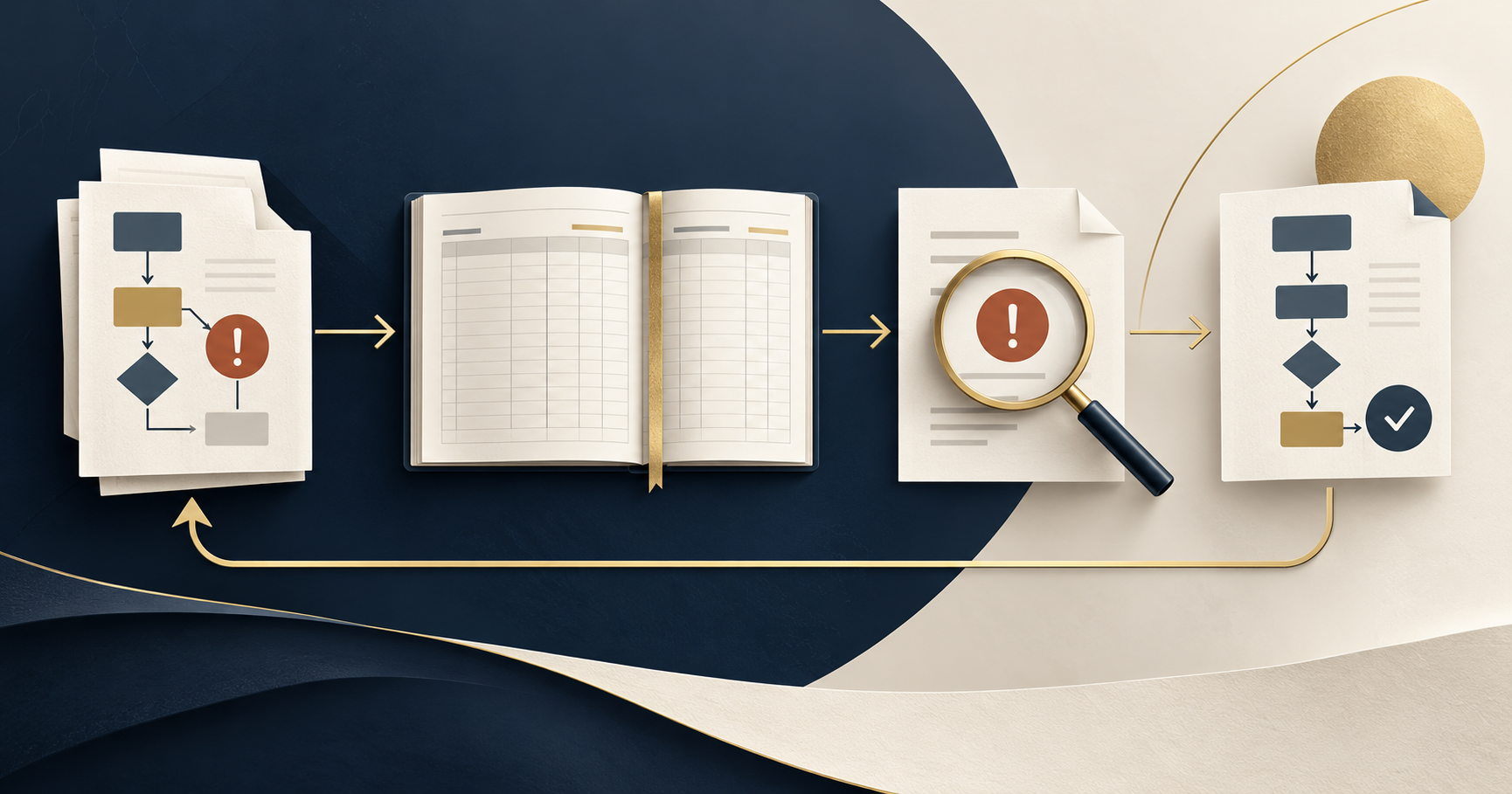 A structured reconciliation process moving from recurring issue to ownership and corrective action.